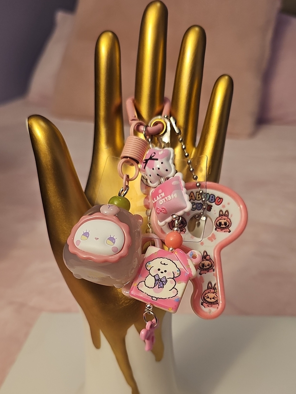 Cute Pink Character Charm Keychain